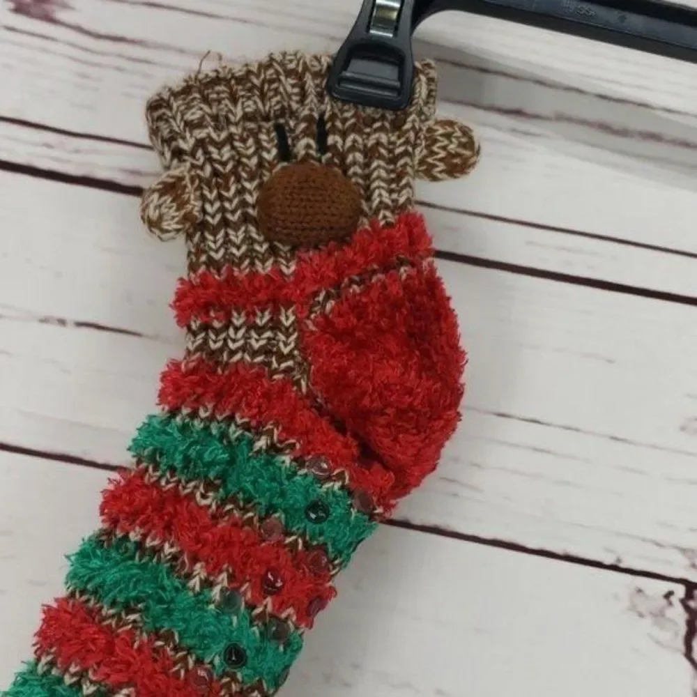 Sock Monkey Socks one size striped knitted red‎ green